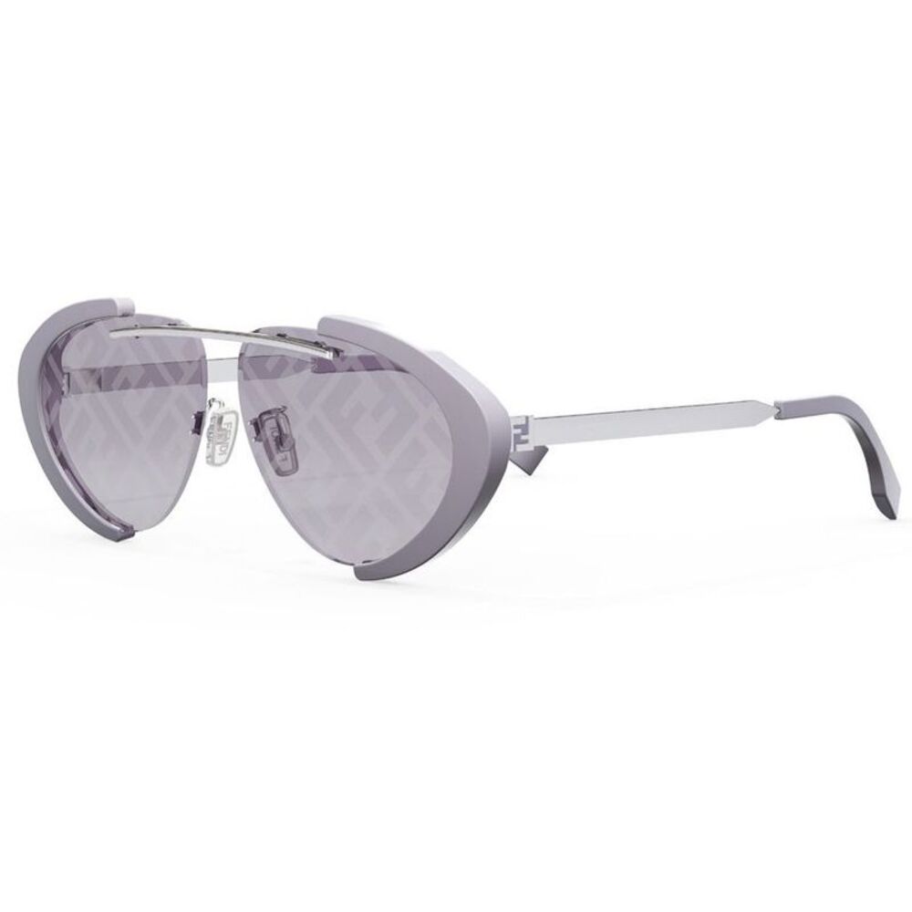 Fendi Sunglasses Geometric Semi Rim, Violet Frame and Liliac Mirror with FF